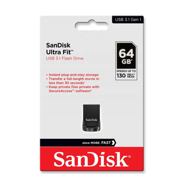 Pendrive Sandisk 64Gb 3.1 Ultra Fit 130Mbps (0045)