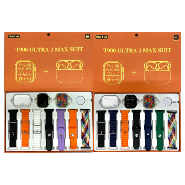 Reloj Smartwatch T900 Ultra 2 Max Suit Big 2.3 + Audifono 7 Correas (0459)