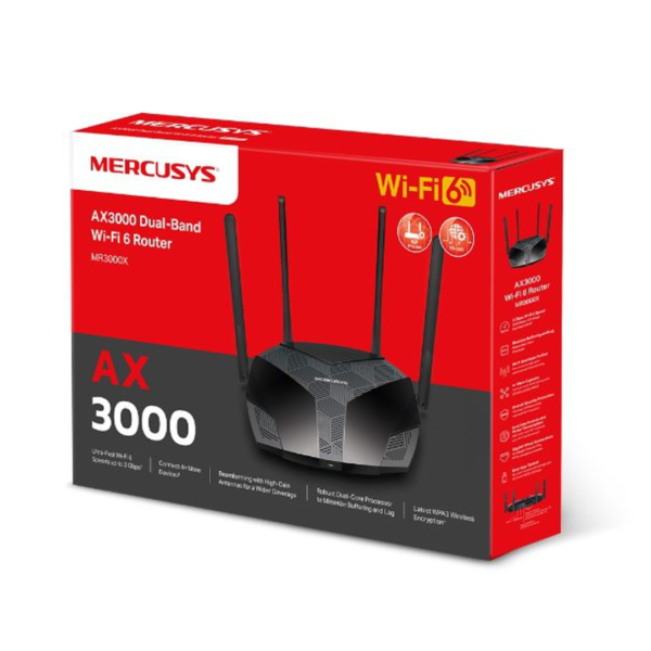 Router Mercusys Mr80X Ax3000 Wifi 6 Dual Band Gigabit (0962)