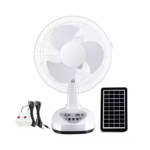 Ventilador Recargable 12 Pulgadas, Bombillos, Panel Solar (0507	)